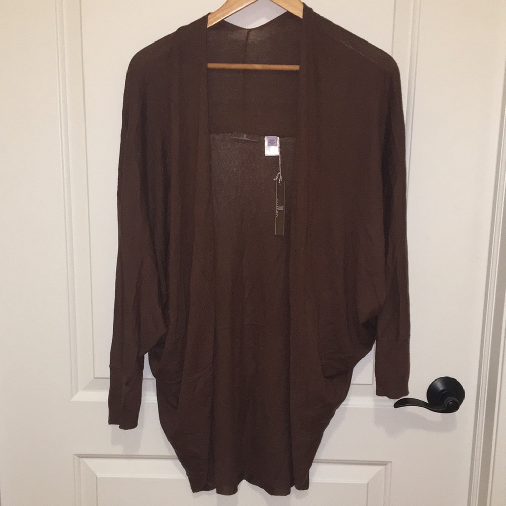 Cullen brown open front sweater | S NWT